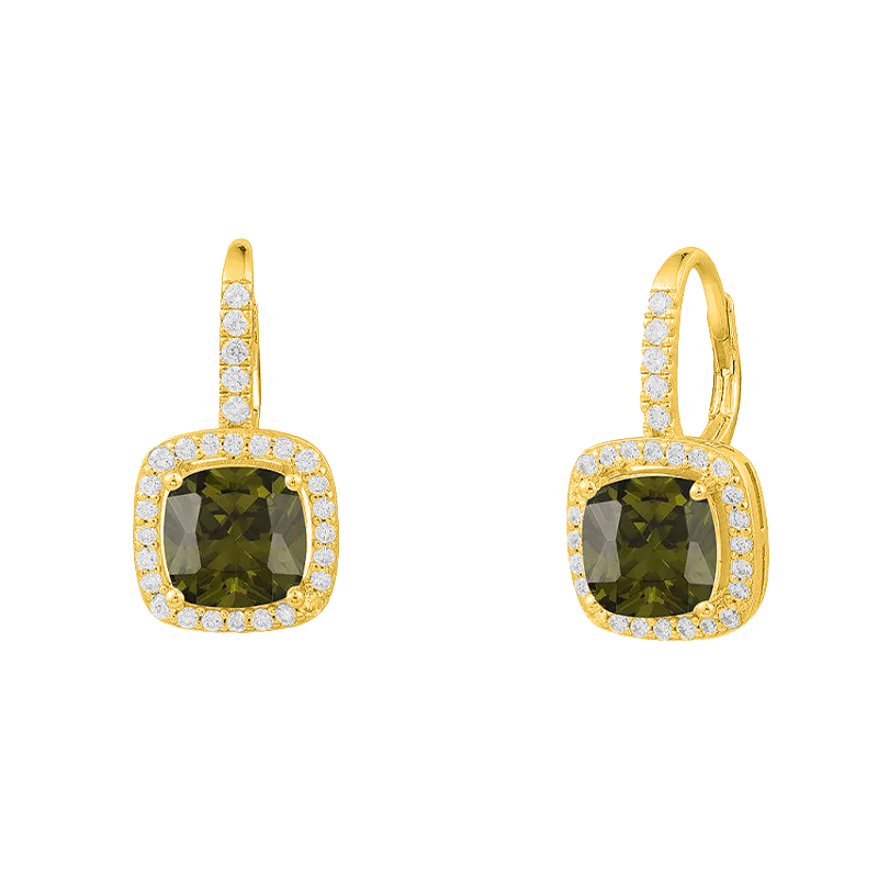 Louvre Imperial Cushion Halo Drop Earrings – Gold