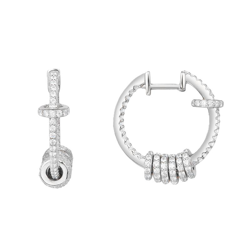 Louvre Spiral Cascade Hoop Earrings – White Gold