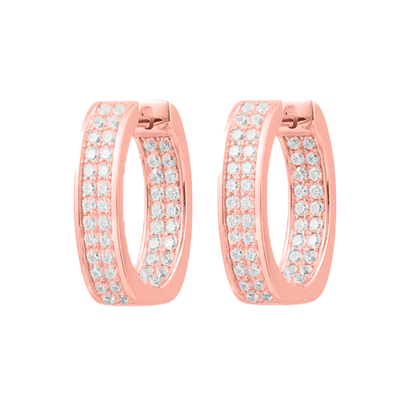 Louvre Pavé Luxe Huggie Earrings – Rose Gold
