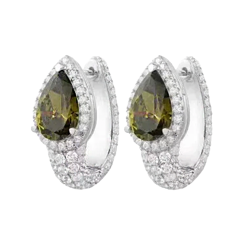 Louvre Imperial Gem Drop Earrings – White Gold