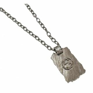 Gucci Interlocking G Textured Dog Tag Pendant Necklace