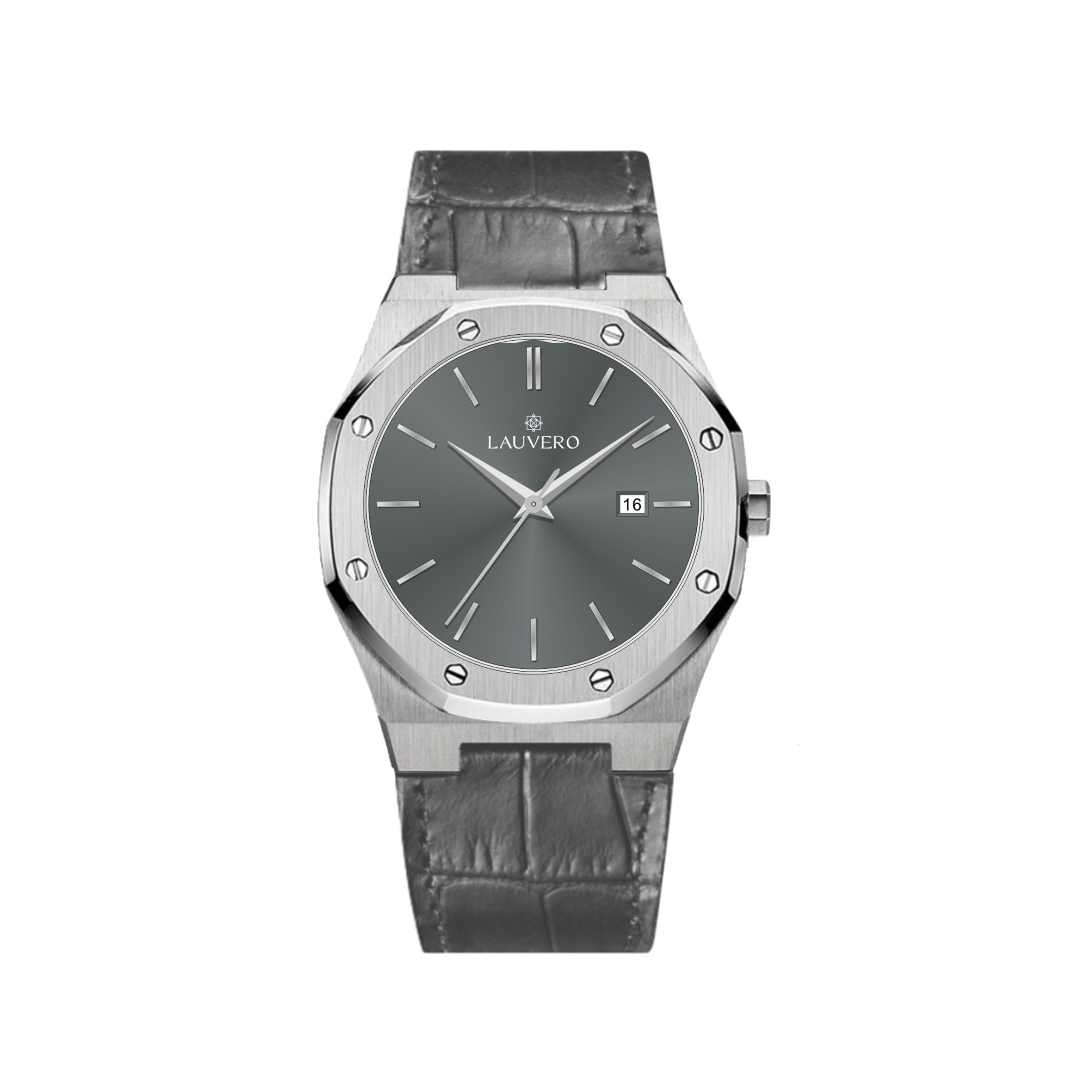 Eclipse Diamond Watch Gray Leather for Men