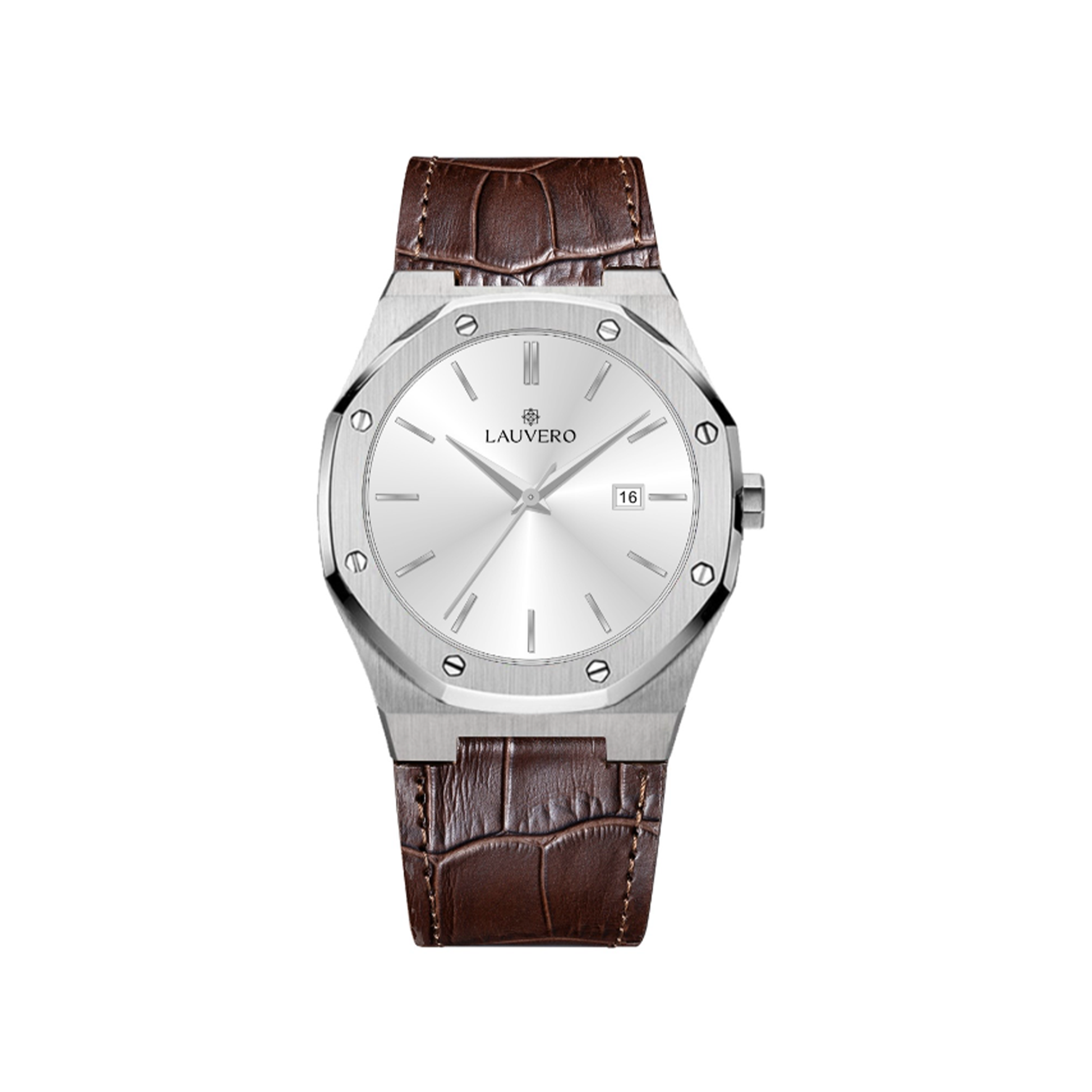 Eclipse Diamond Watch Brown Leather for Men