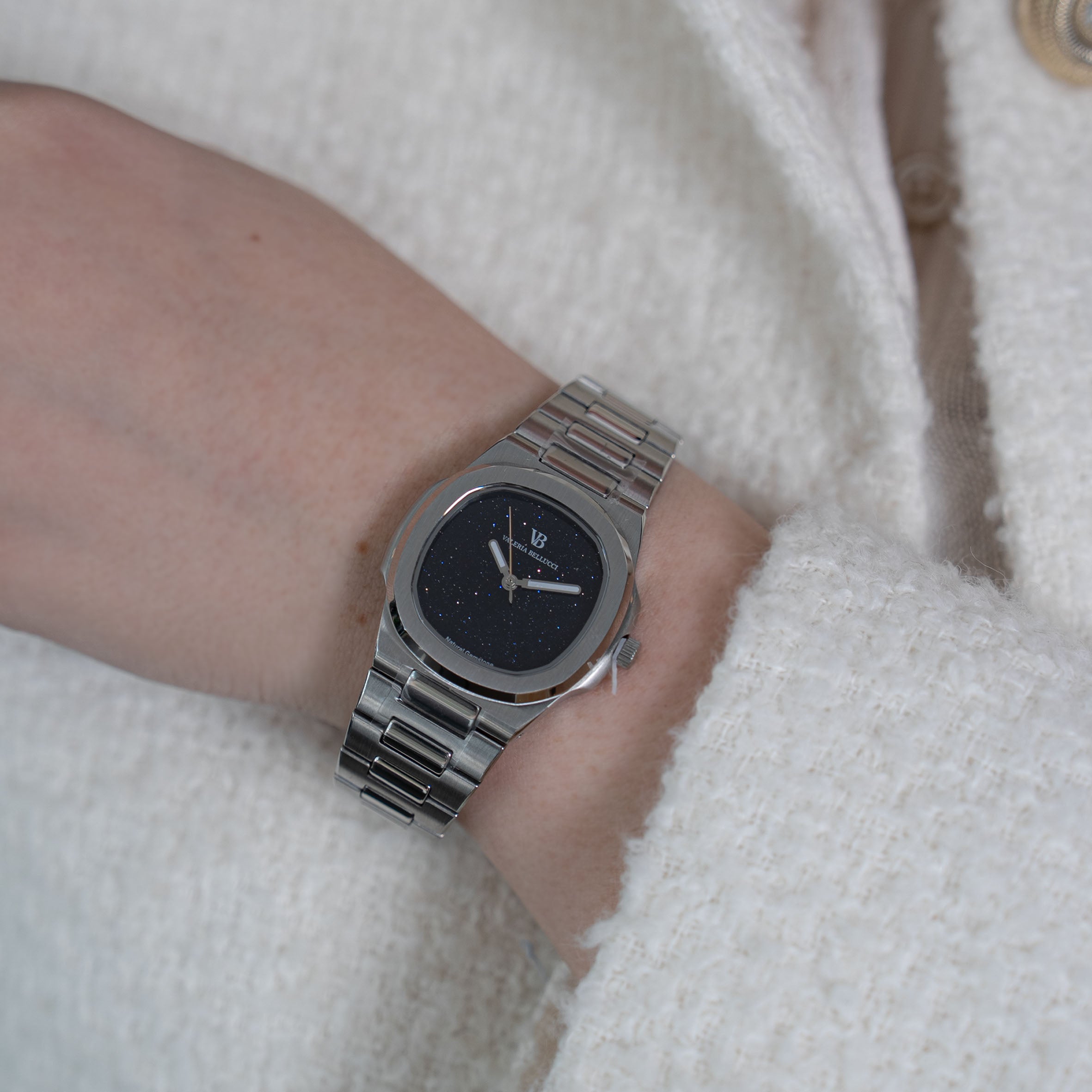 Valeria Bellucci Navy Blue Gemstone Watch for Women