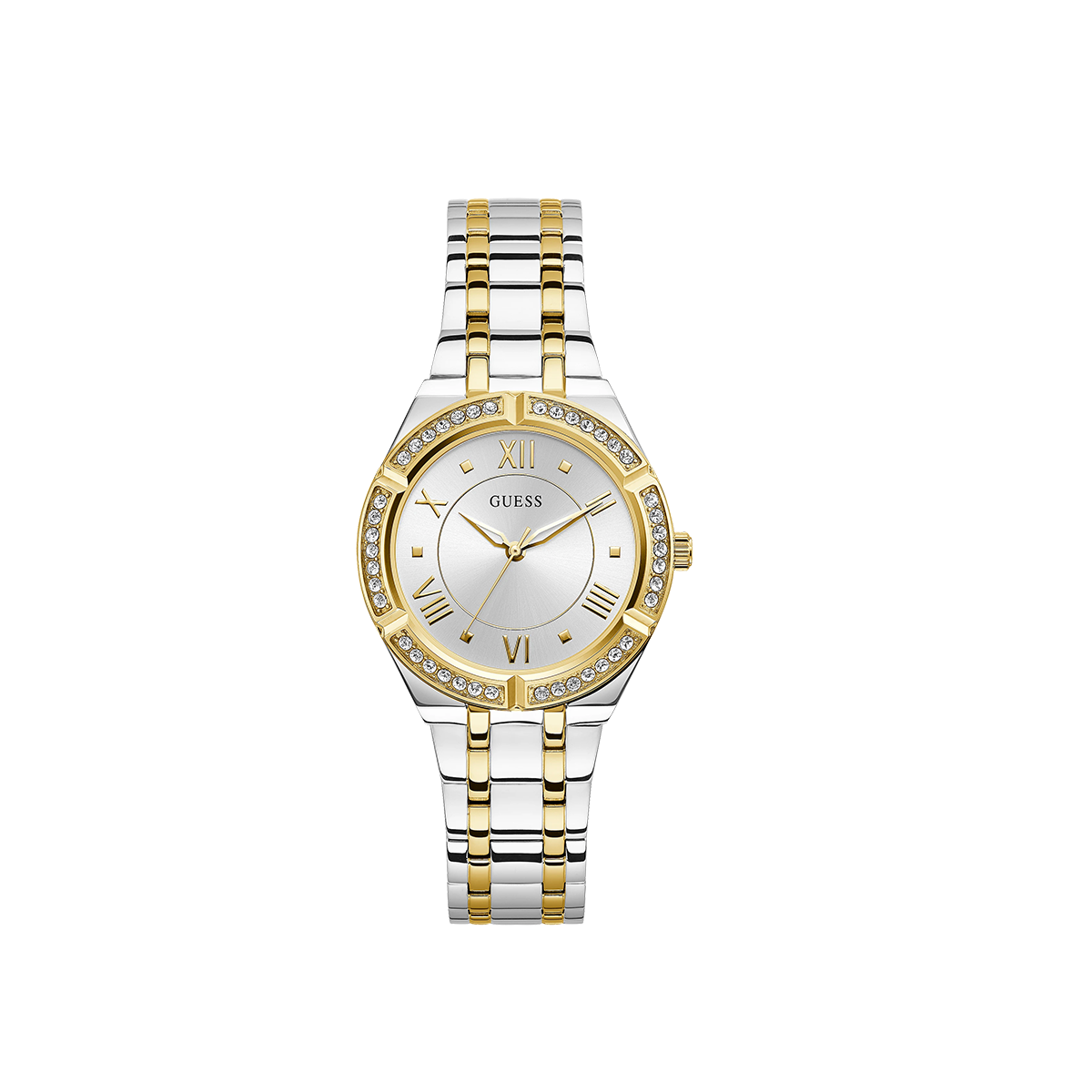 Guess Cosmo White & Yellow Gold Crystal Accent Women’s Watch