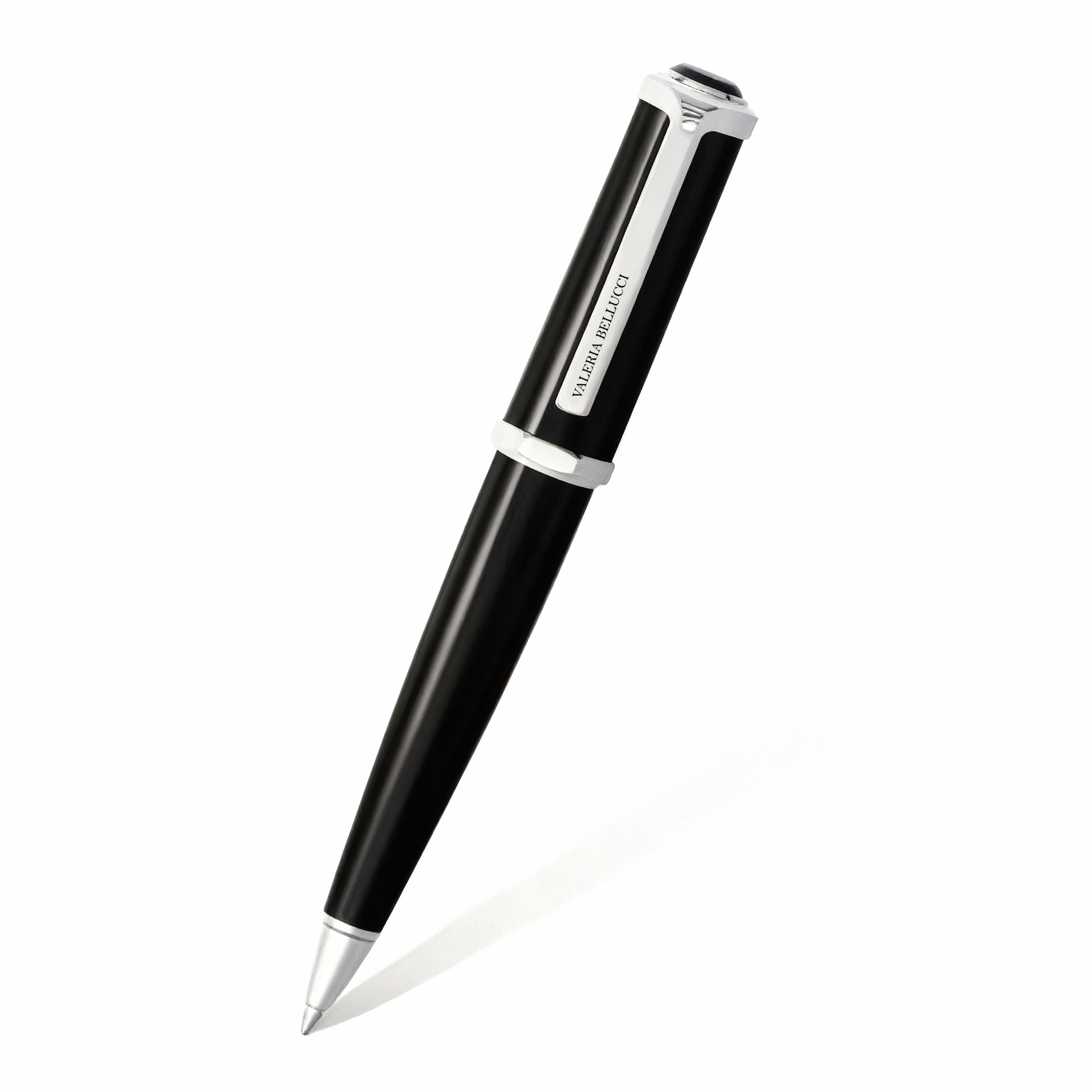Valeria Bellucci Noir Luxe Silver-Trim Signature Pen