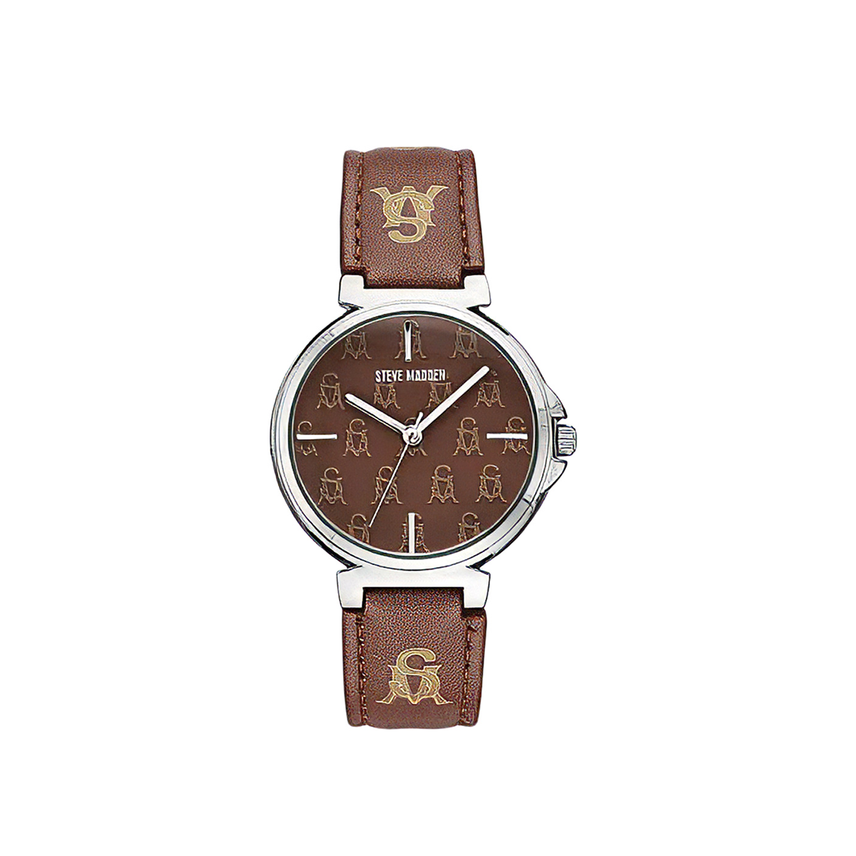 Steve Madden Stacked Logo Brown Multi Fashion Watch
