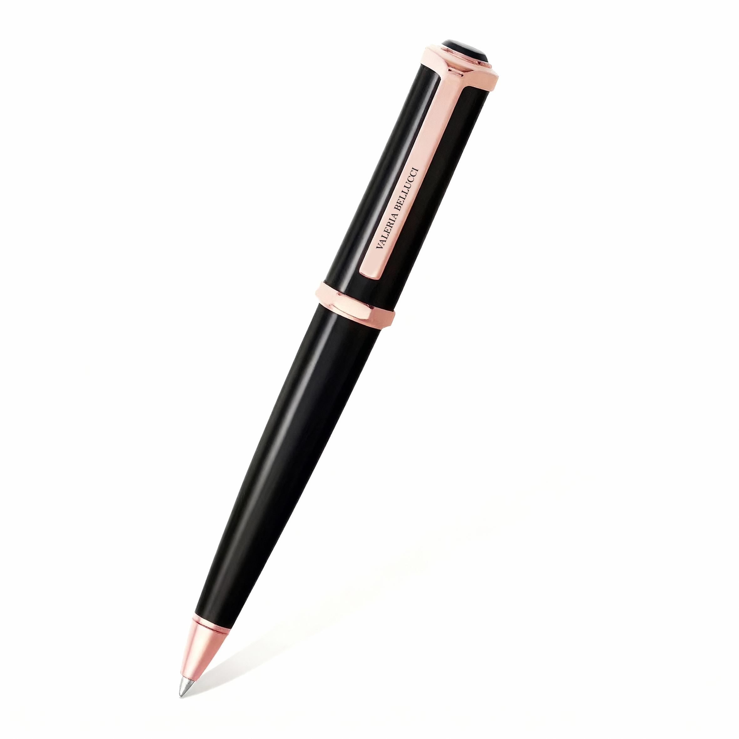 Valeria Bellucci Noir Luxe Rose-Gold Trim Pen