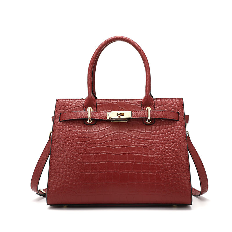 Valeria Bellucci Crimson Elite Croc-Embossed Signature Tote bag - red