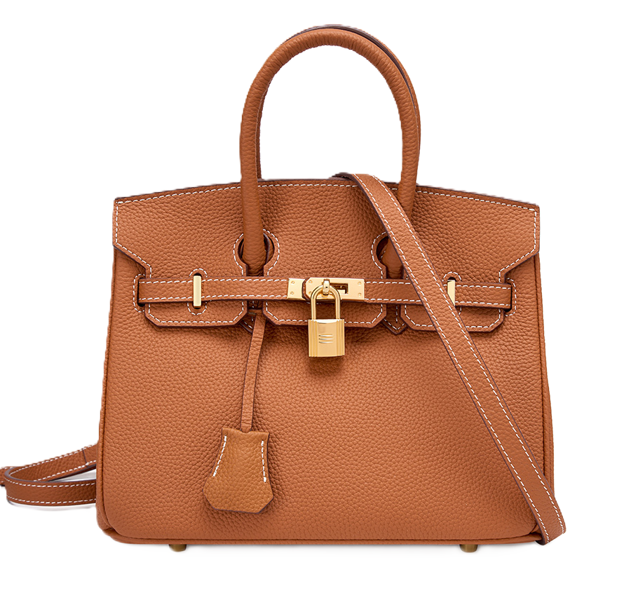 Valeria Bellucci Élité Classic Padlock Satchel  bag – Caramel Brown