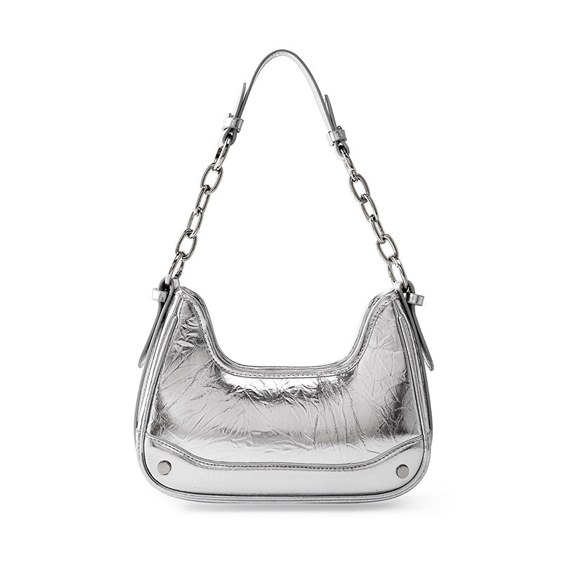 Valeria Bellucci Astra Metallic Chain Shoulder Bag – Silver
