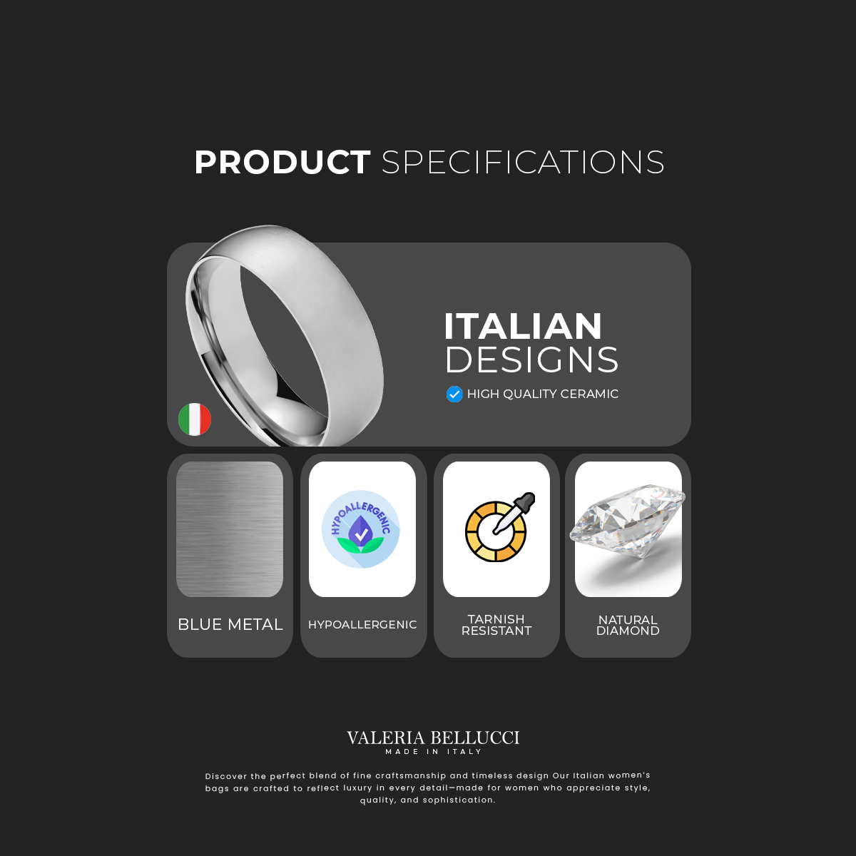 Diamond Essence Ceramic Men's Ring