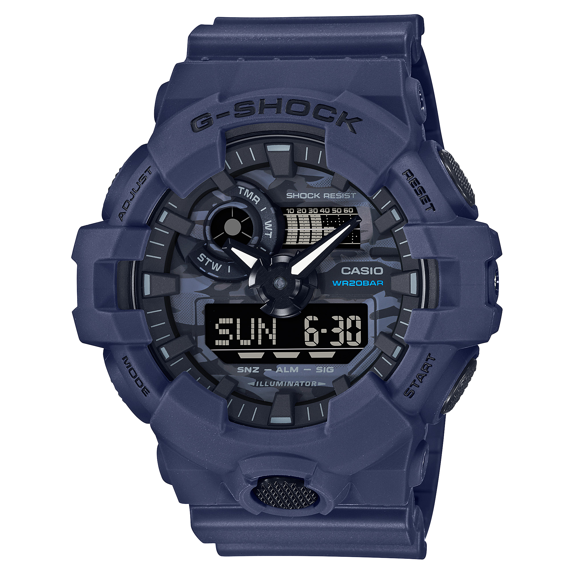 G-SHOCK Midnight Navy Armor Analog-Digital Watch – Matte Blue Edition