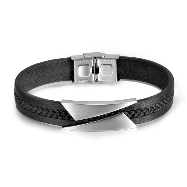 Valeria “XEdge” Leather & Steel Bracelet