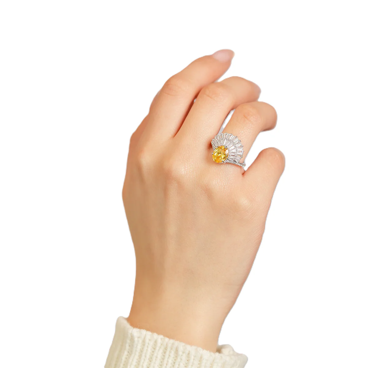 Midnight Glow Silver Swarovski Ring