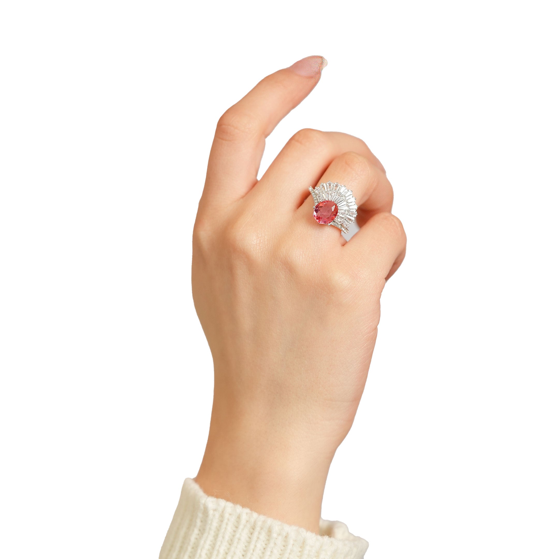 Midnight Glow Silver Swarovski Ring