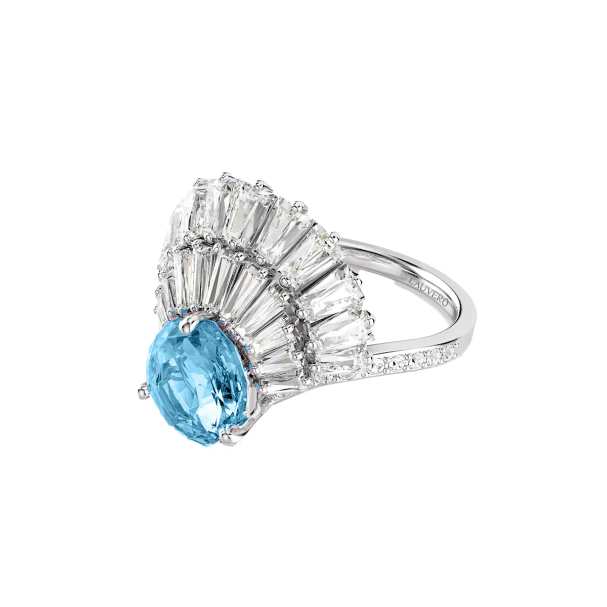 Midnight Glow Silver Swarovski Ring