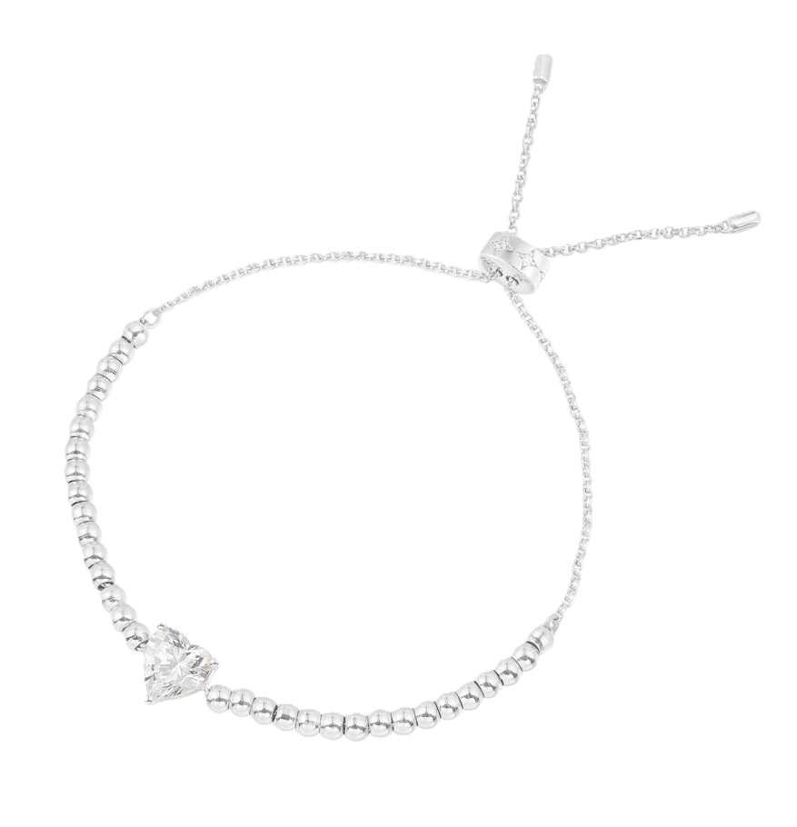 Lauvero Radiant Heart Silver Bead Bracelet