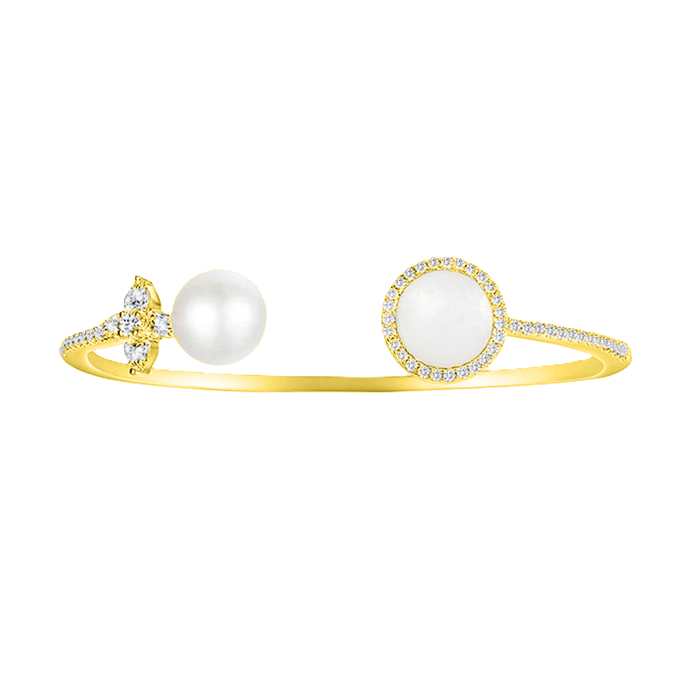 Lauvero Élise Dual-Pearl Halo Cuff Bracelet