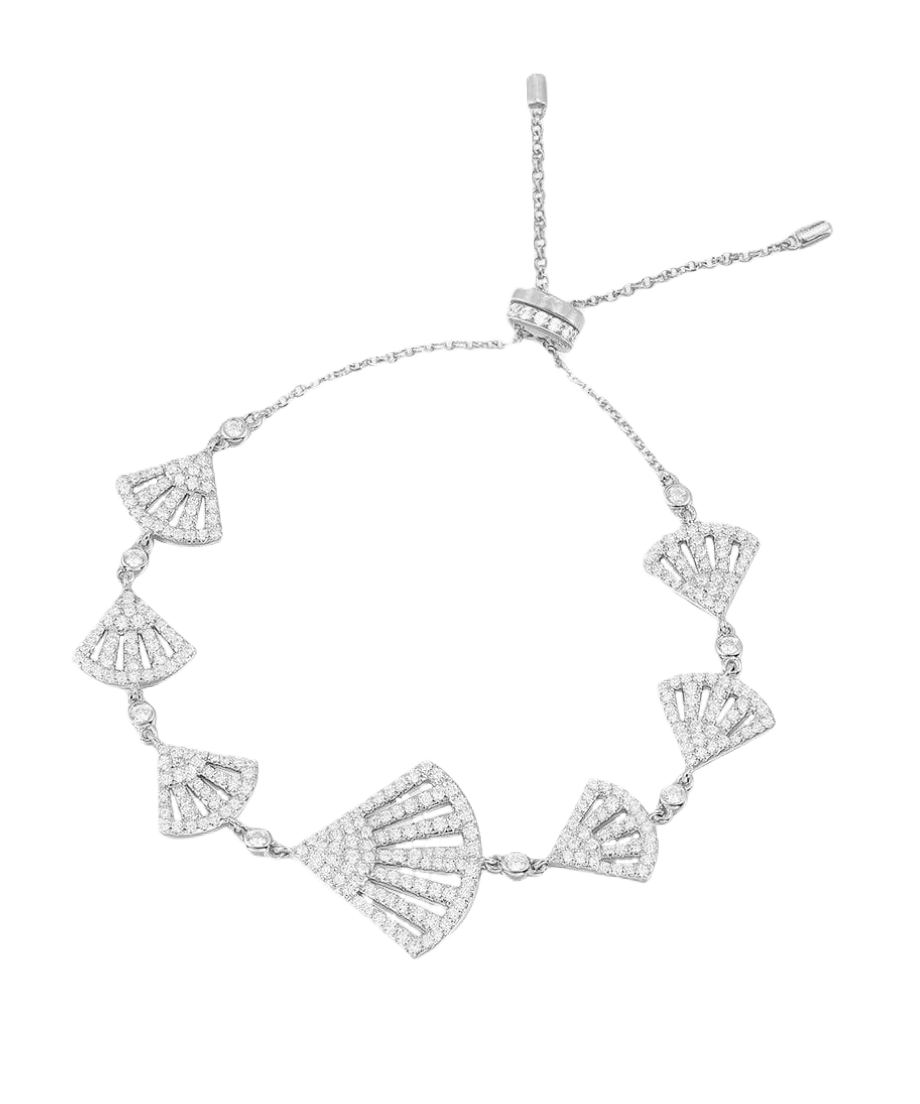 Lauvero Radiant Fan Pavé Adjustable Bracelet – Silver