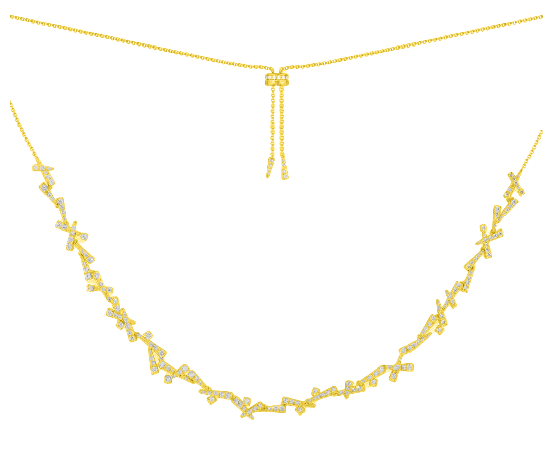 Lauvero Lumière Baguette Cluster Necklace – Gold