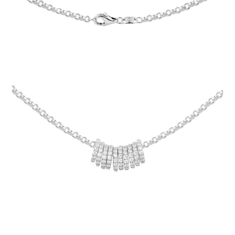 Lauvero Soleil Cascade Pavé Bar Necklace – Silver