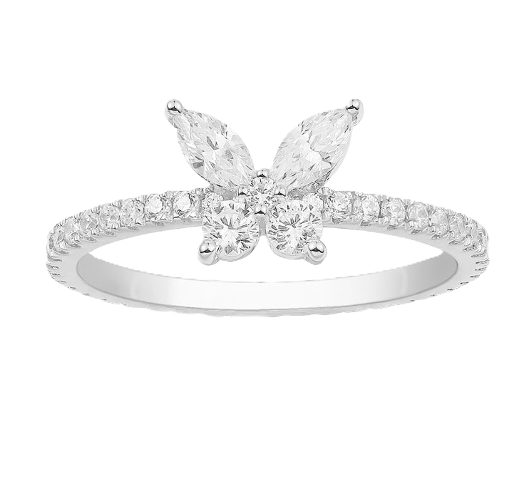 Lauvero Marquise Butterfly Elegance Ring – Silver