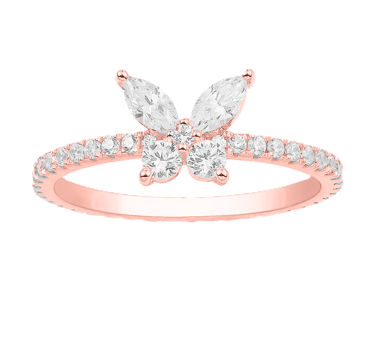 Lauvero Butterfly Grace Pavé Ring – Rose Gold