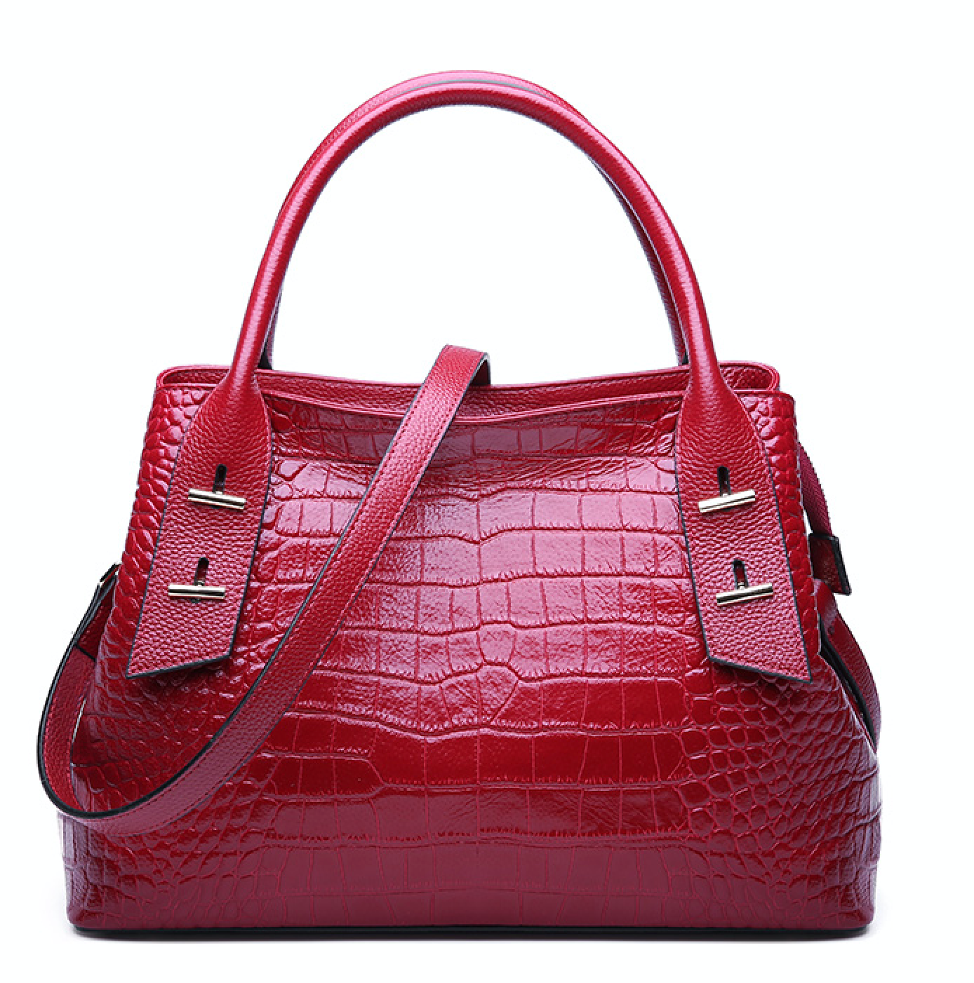 Valeria Bellucci Prestige Dual-Belt Croc Tote bag – Red