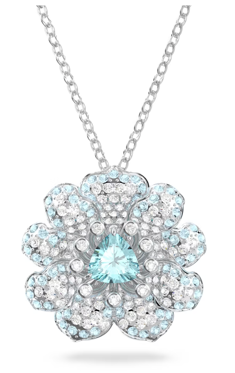 Swarovski Frosted Bloom Aqua Radiance Pendant Necklace