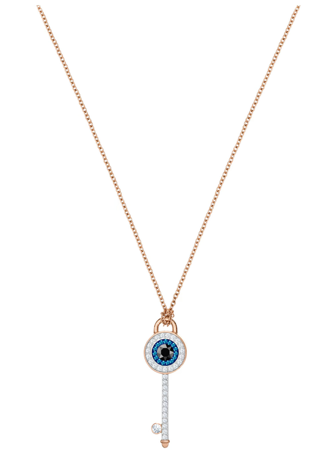 Swarovski Guardian Key Evil Eye Pavé Necklace – Rose Gold