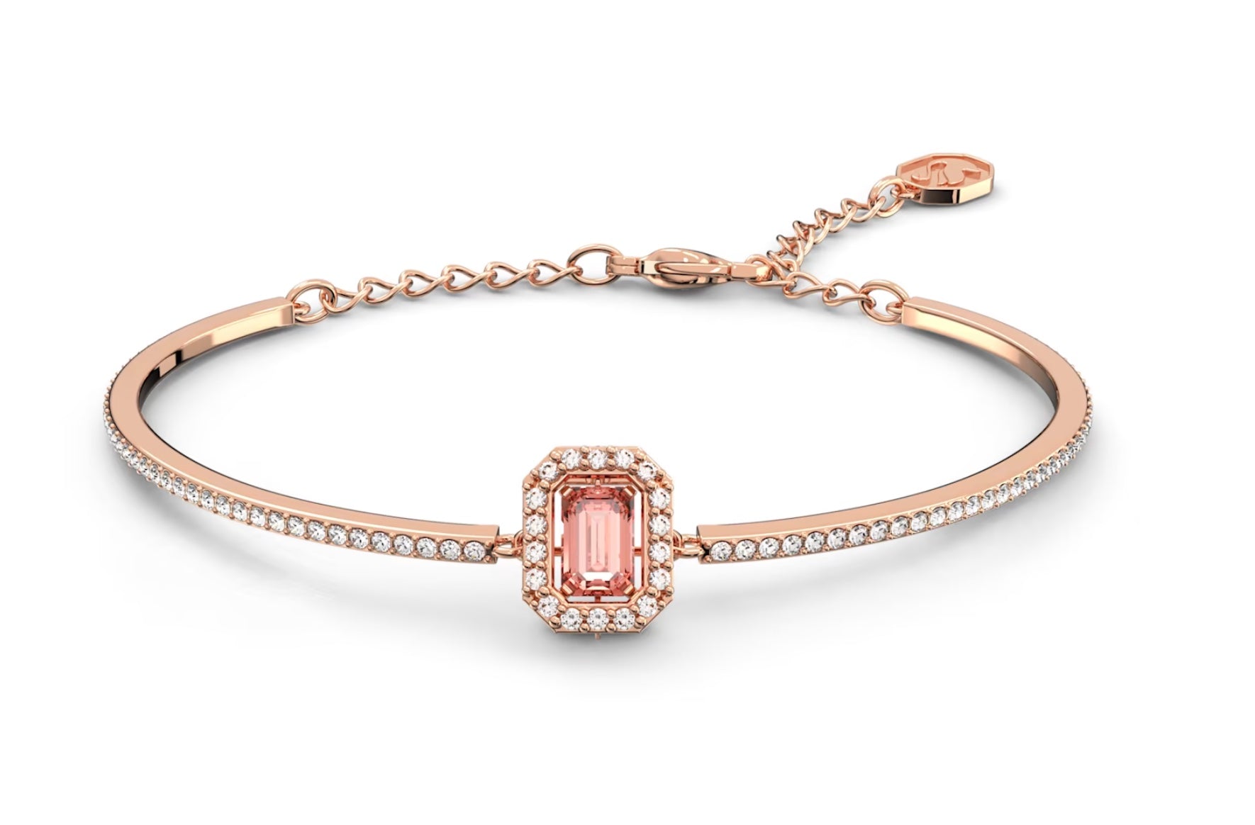 Lauvero Radiant Aurora Emerald-Cut Bangle Bracelet – Rose Gold