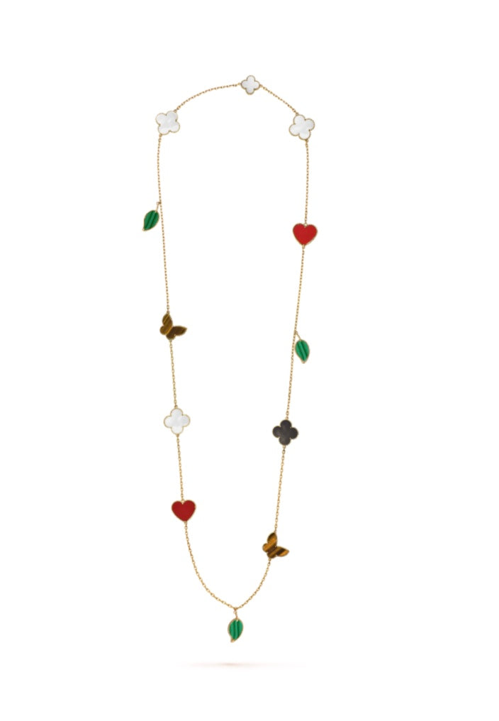 Monte Carlo Floral & Heart Enamel Long Necklace