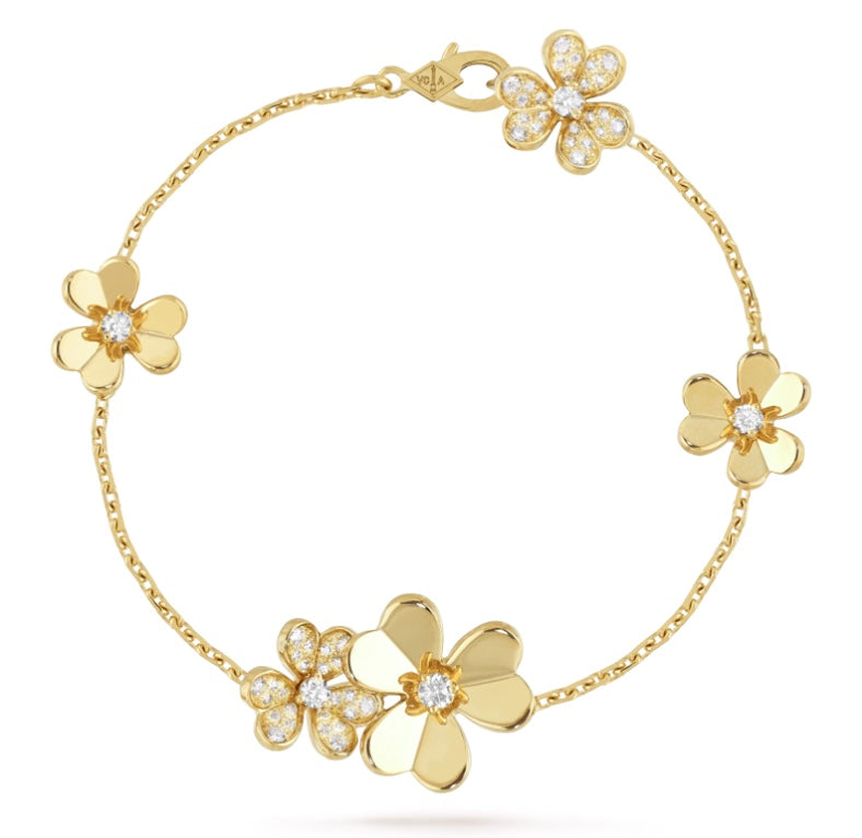 Monte Carlo Jardin d’Or Multi-Flower Pavé Bracelet – Gold