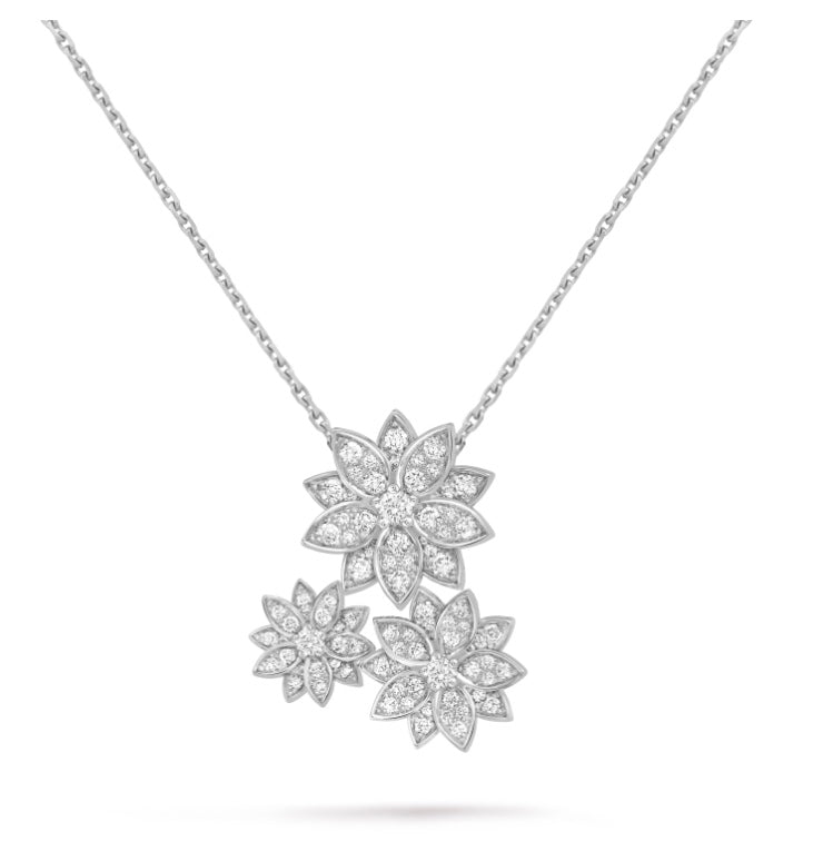 Triple Lotus Harmony Pendant Necklace