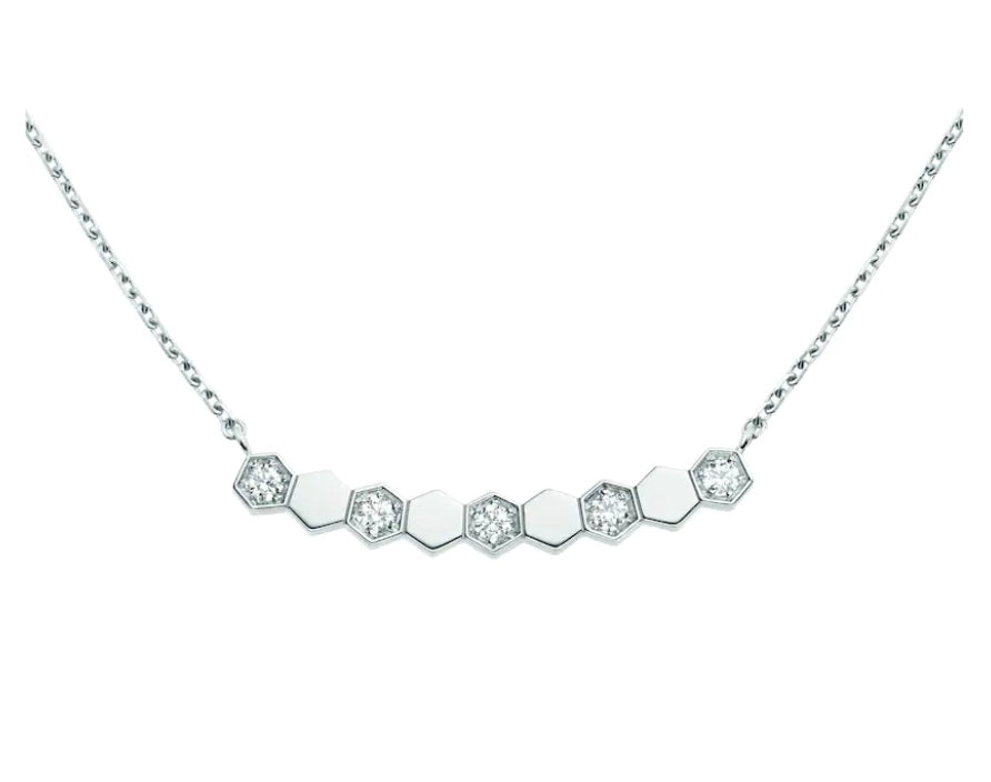 Monte Carlo Honeycomb Diamond Necklace – White Gold