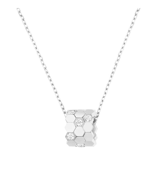 Monte Carlo Honeycomb Diamond Pendant Necklace – White Gold