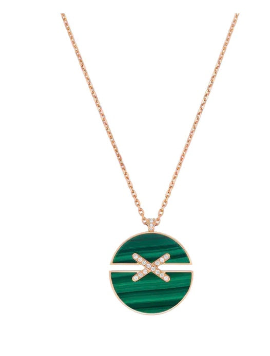Monte Carlo Malachite & Diamond Circle Pendant Necklace