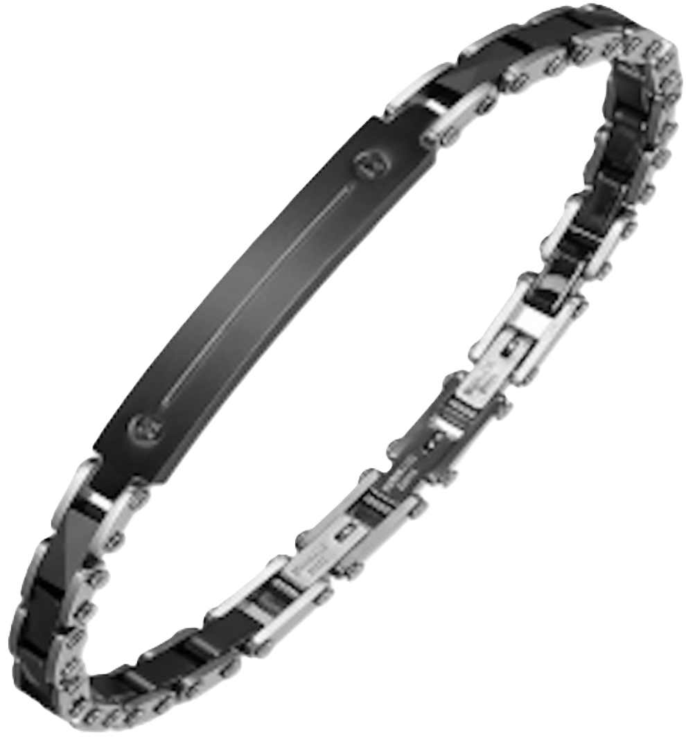 Valeria “Titan Noir Precision” Steel-Link Bracelet