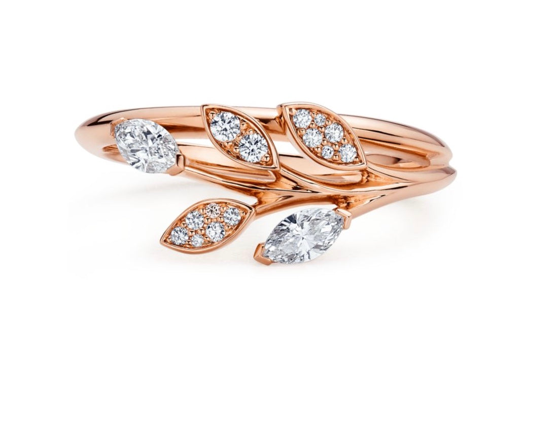 Monte Carlo Marquise Leaf Elegance Ring – Rose Gold