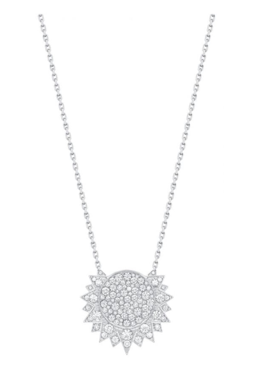Monte Carlo Sunburst Diamond Pendant Necklace