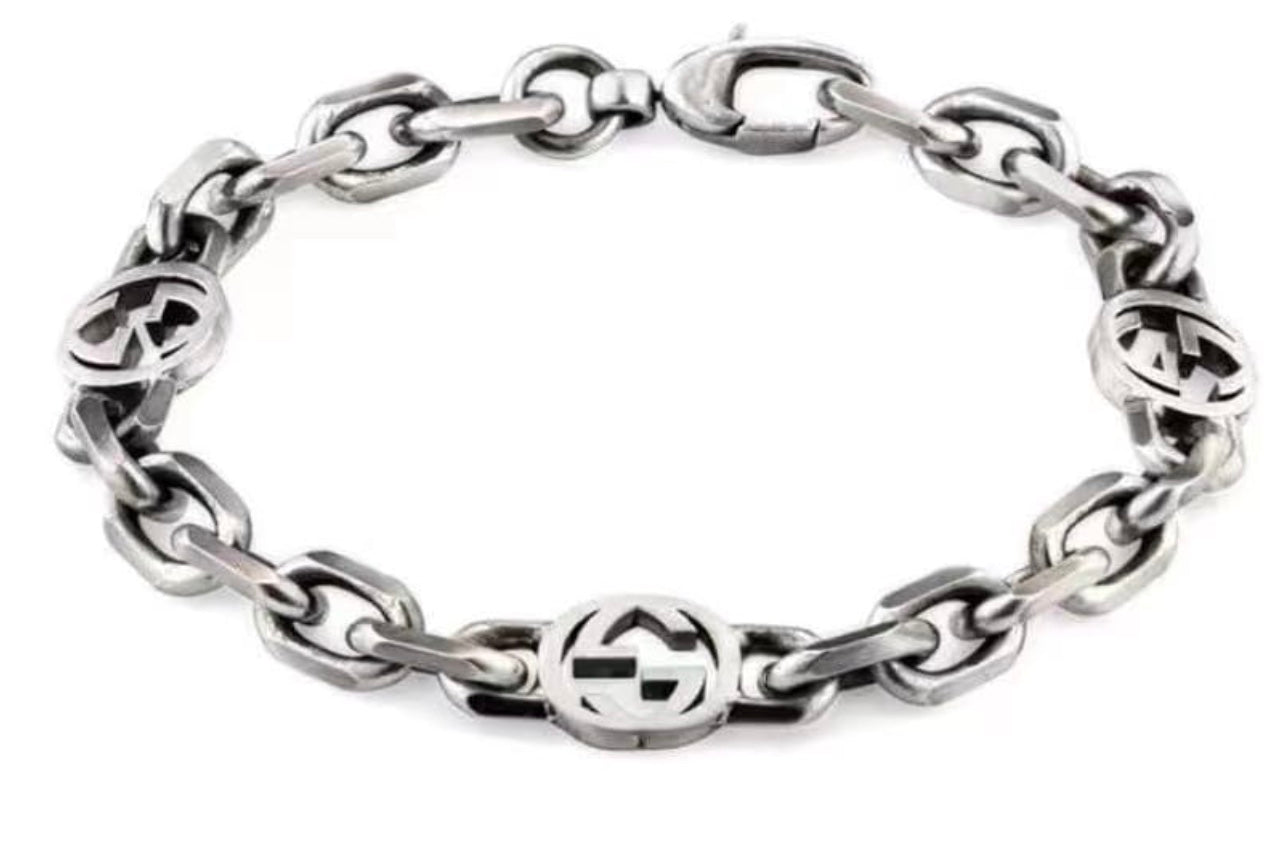 Gucci Interlocking G Sterling Silver Chain Bracelet
