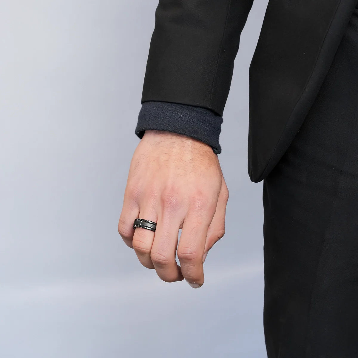 Ceramic Noir Men's Black Ring