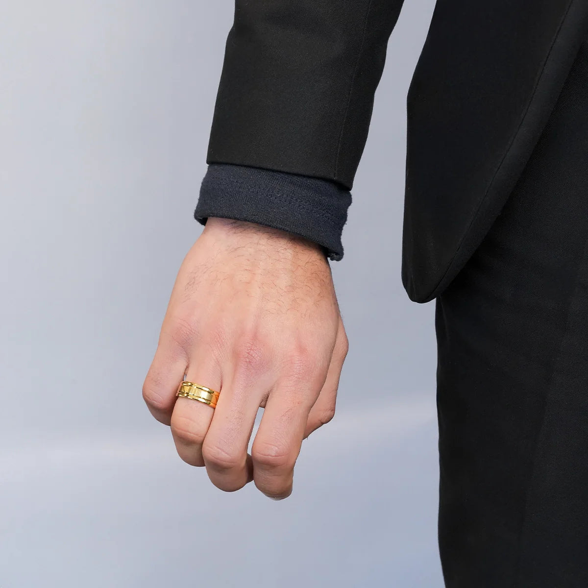 Obsidian Elegance Gold Ring for Men Dubai