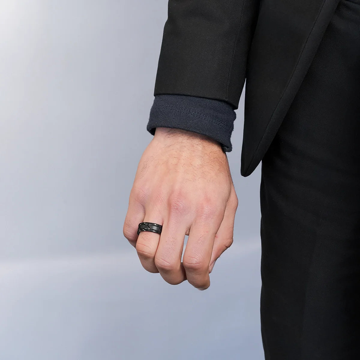 Obsidian Elegance Men's Black Wedding Band