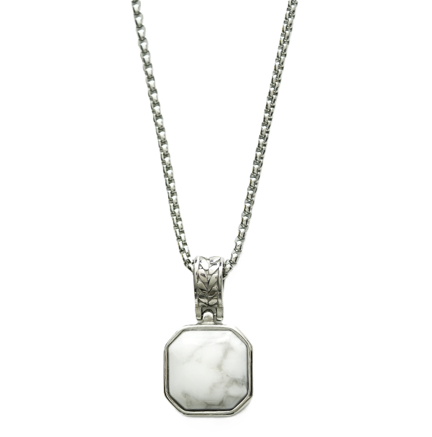 Valeria Arctic Marble Stone Pendant Necklace