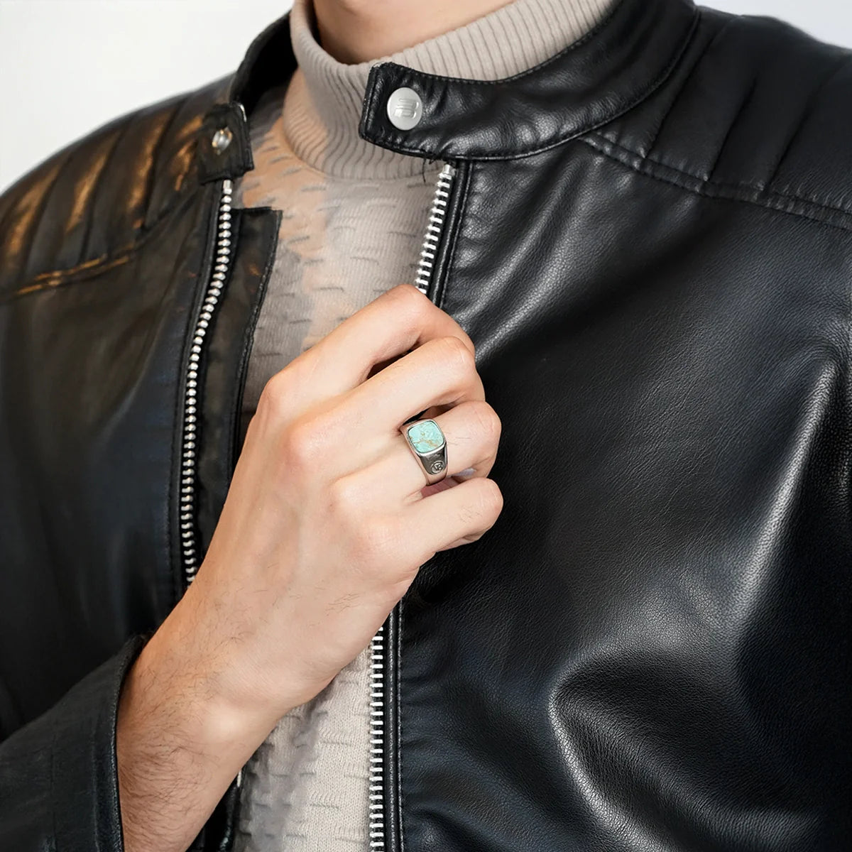 labradorite Eclipse Men's Silver Ring with Stone 10mm