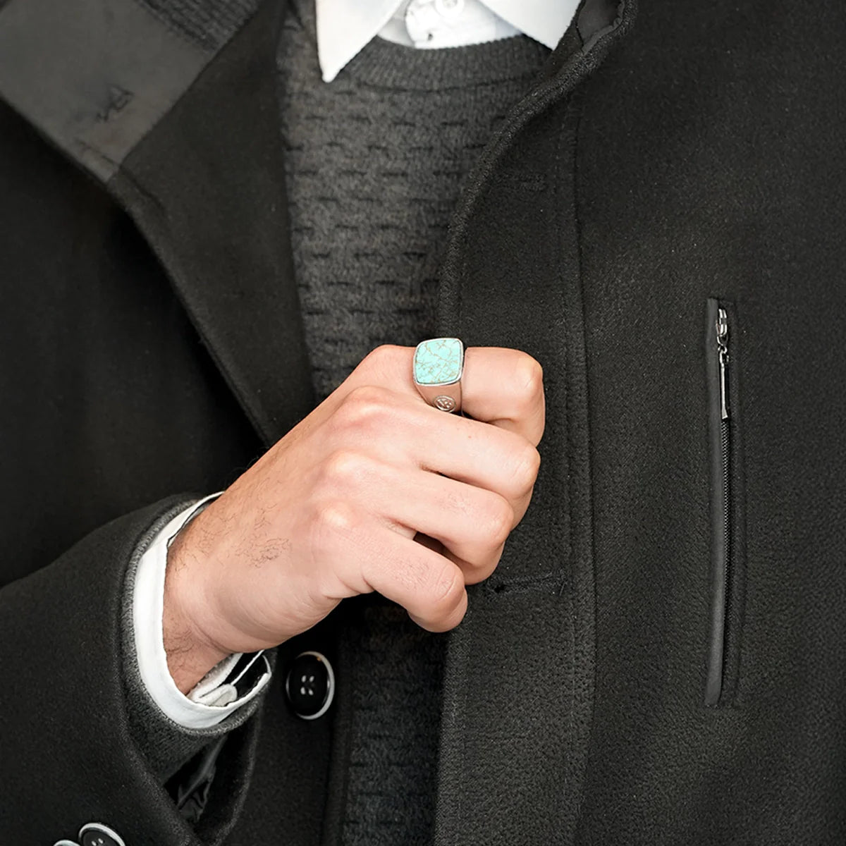 labradorite Eclipse Men's Silver Ring with Stone 15mm