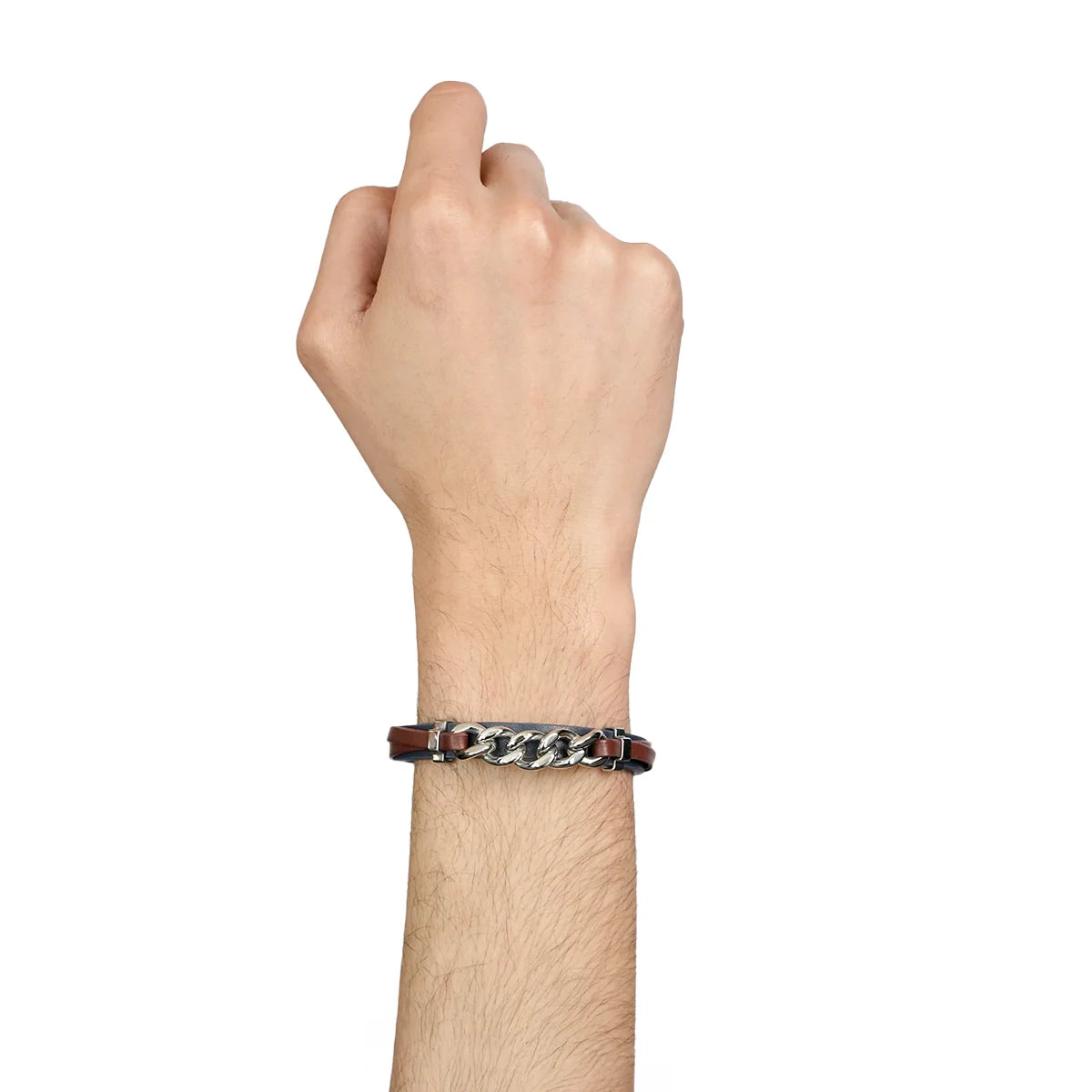 Iron Edge Brown Leather Bracelets