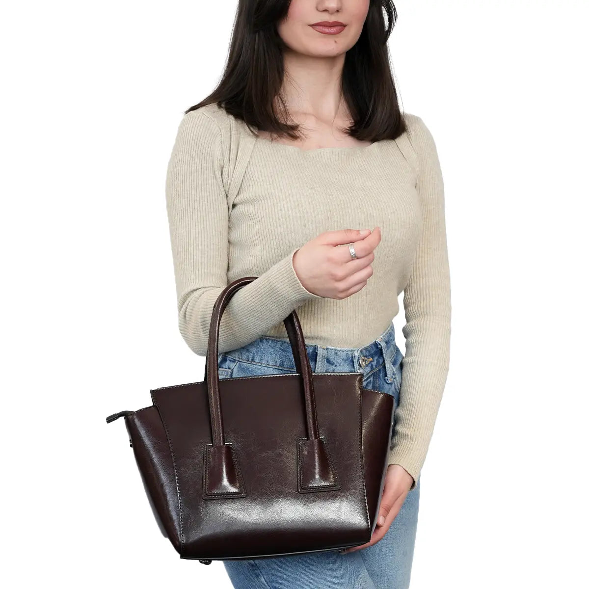 Glamour Grove Satchel Leather Bag for Women